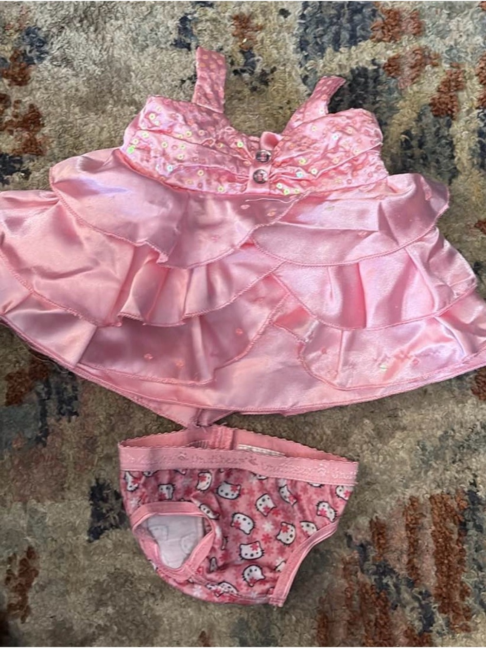 Build-A-Bear Pink Ruffled Dress with Pink Printed Underwear